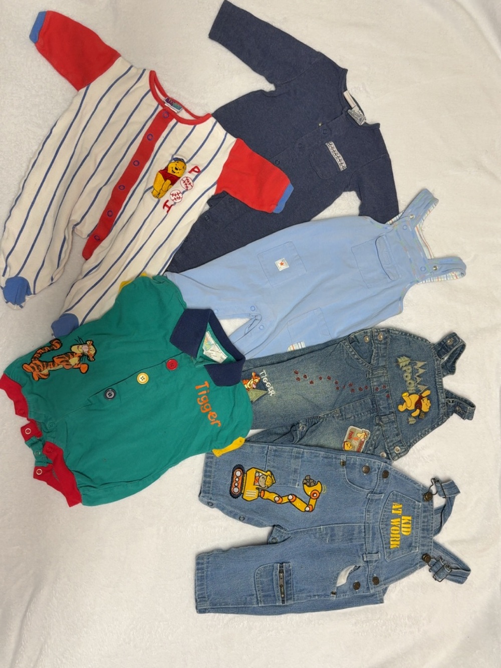 Vintage Mixed Baby Overalls & Rompers with Winnie the Pooh & Tigger Accents